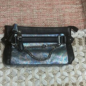 Aimee Kestenberg Black and Iridescent Oil Slick Clutch